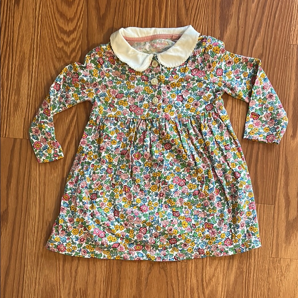 Baby Boden Multicolor Floral Dress with Cream Collar